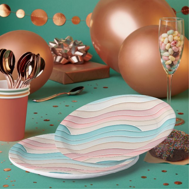 Abstract Pastel Waves – Elegant Modern Pattern  Paper Plates (Multi)