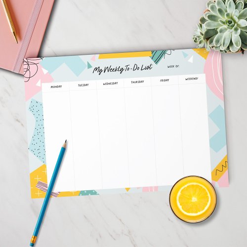Abstract Pastel Weekly Planner Notepad