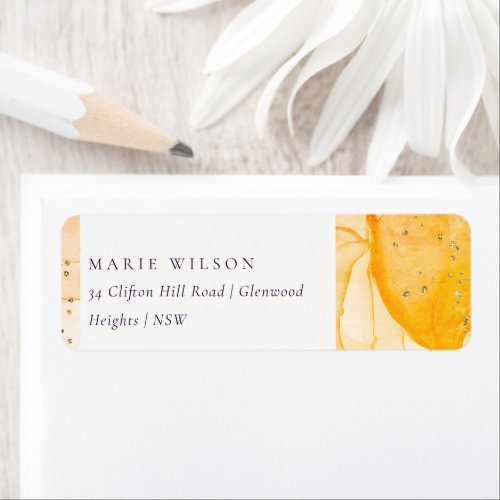 Abstract Pastel Yellow Orange Watercolor Address Label