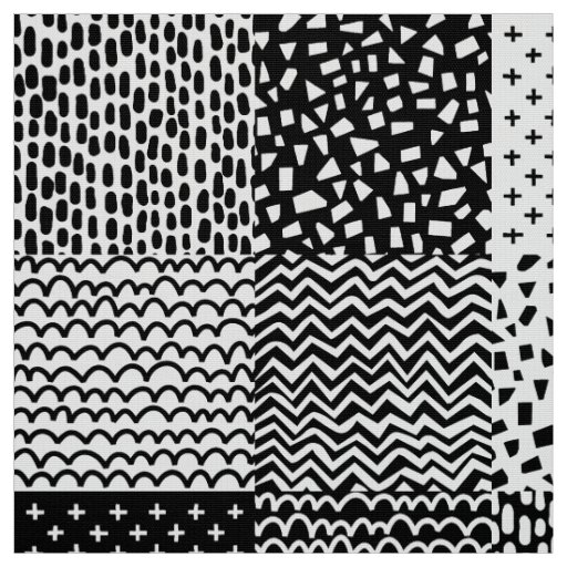 Abstract Patchwork - Black and White Fabric