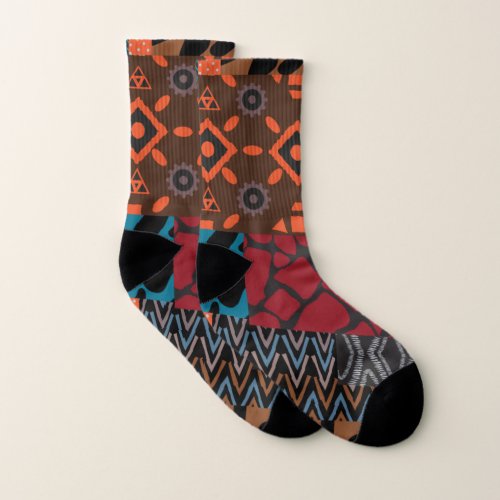 Abstract Patchwork Bold All Over Print Socks