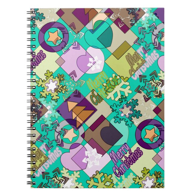 Abstract patchwork Christmas design New Year symbo Notebook (Front)