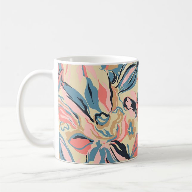 Abstract patchwork: geometric floral cream. coffee mug (Left)
