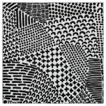 Abstract Patchwork Map - Black on White Fabric