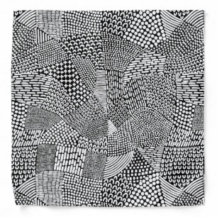Abstract Patchwork Map - White on Black Bandana