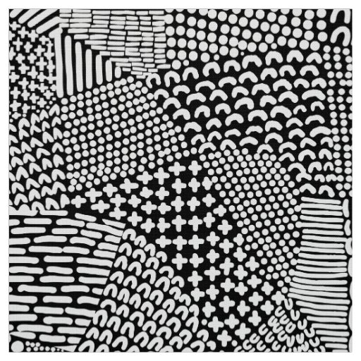 Abstract Patchwork Map - White on Black Fabric