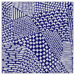 Abstract Patchwork Map - White on Deep Navy Blue Fabric