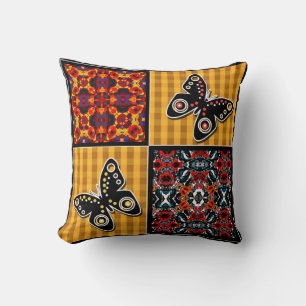 Abstract patchwork quilting retro vintage pattern throw pillow