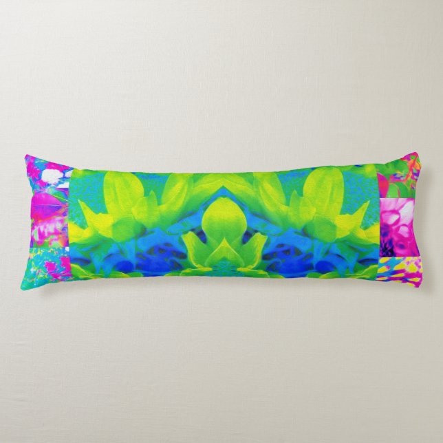 Abstract Patchwork Sunflower Garden Collage Body Pillow (Front)
