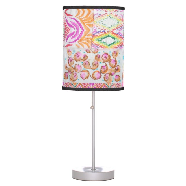 Abstract patchwork, watercolor tie dye pattern. table lamp (Front)