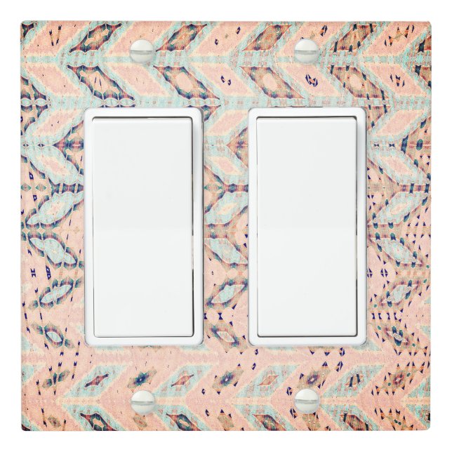 Abstract "Pathways" Peach Double Rocker Light Switch Cover (In Situ)