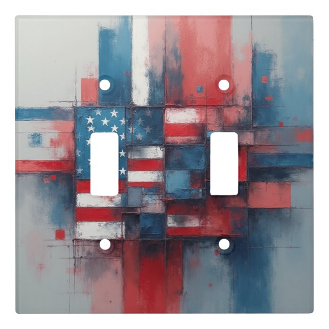 Abstract Patriotic American Flag Graffiti Art Light Switch Cover (Front)