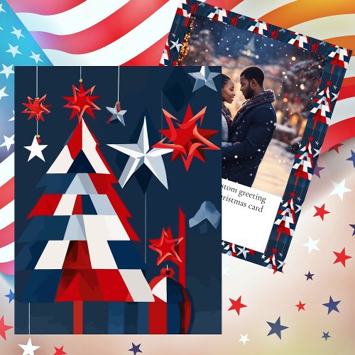 Abstract Patriotic Christmas Holiday Card