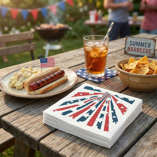 Abstract Patriotic Sunburst American Flag Napkins