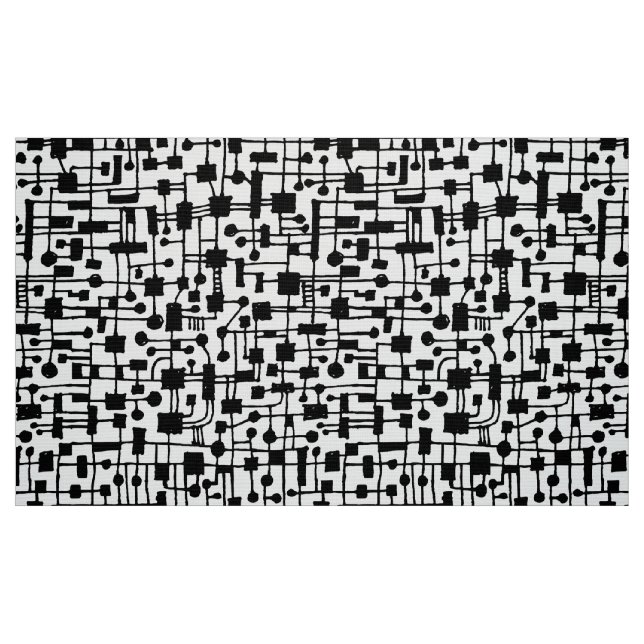 Abstract Pattern 020517 - Black on White Fabric (Fat Quarter)