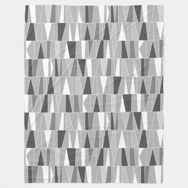  Abstract Pattern 070721 - Shades of Gray Fleece Blanket (Front)