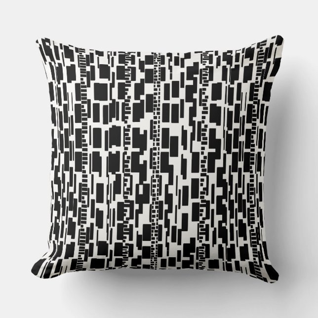 Abstract Pattern 090615 - Black on White Throw Pillow (Front)