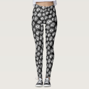 Abstract Pattern 101115 - White on Black Leggings