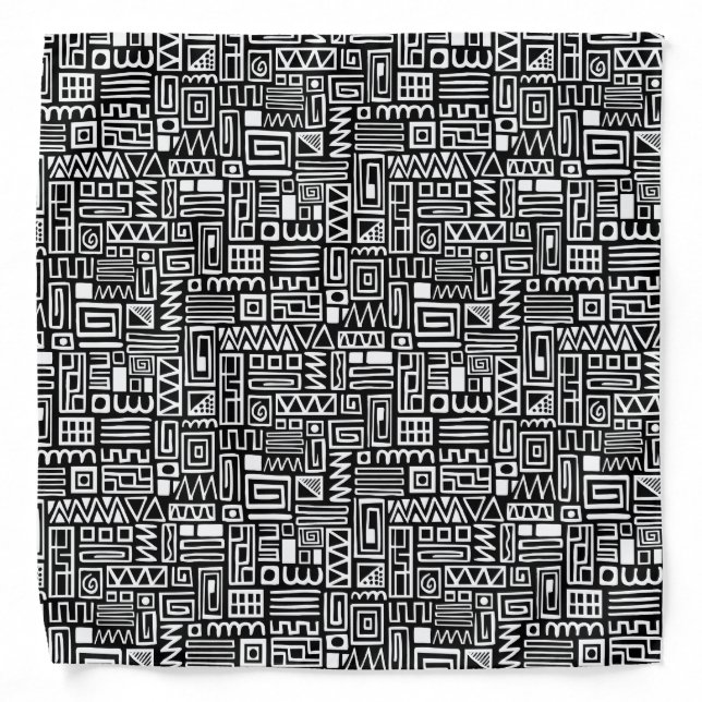 Abstract Pattern 110122 - White on Black Bandana (Front)