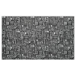 Abstract Pattern 110122 - White on Black Fabric