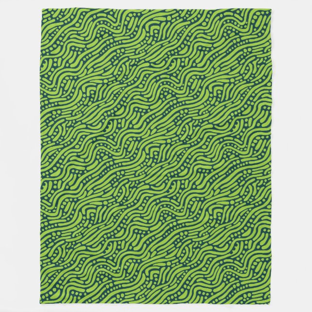 Abstract Pattern 110523 - Shades of Green Fleece Blanket (Front)