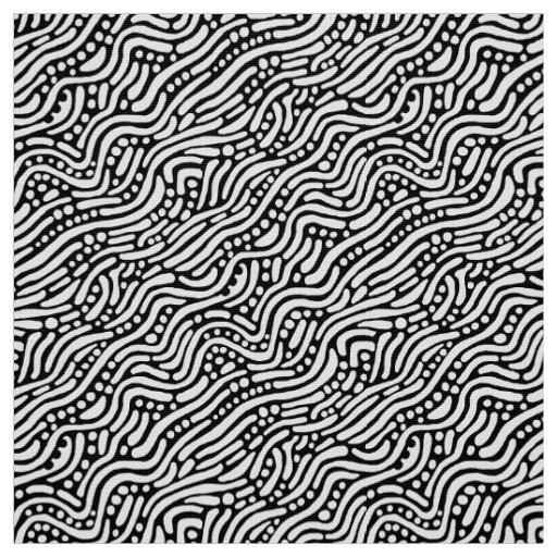 Abstract Pattern 110523 - White on Black Fabric