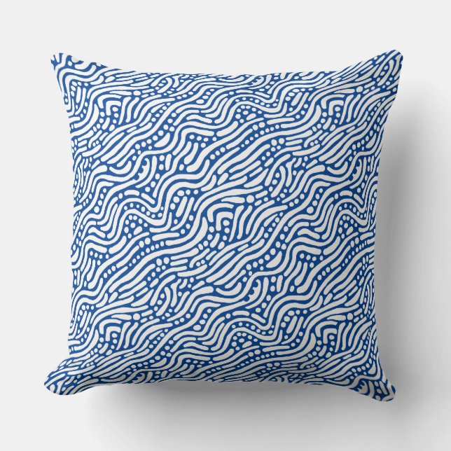 Abstract Pattern 110523 - White on Deep Blue Throw Pillow (Front)