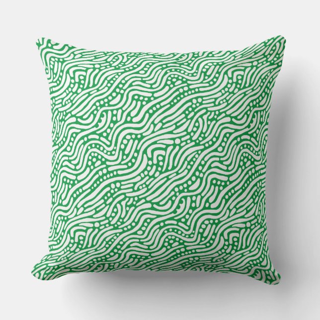 Abstract Pattern 110523 - White on Kelly Green Throw Pillow (Front)