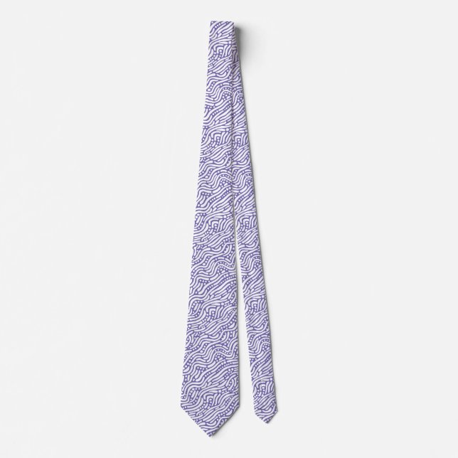 Abstract Pattern 110523 - White on Periwinkle Neck Tie (Front)