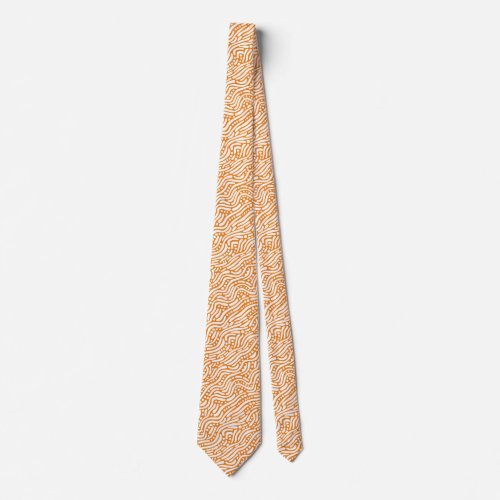 Abstract Pattern 110523 _ White on Yellow Orange Neck Tie