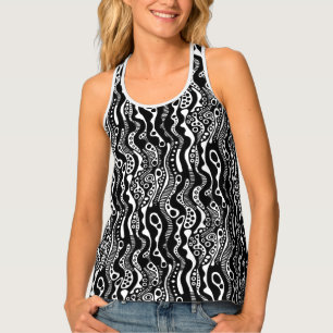 Abstract Pattern 130621 - Black on White Tank Top