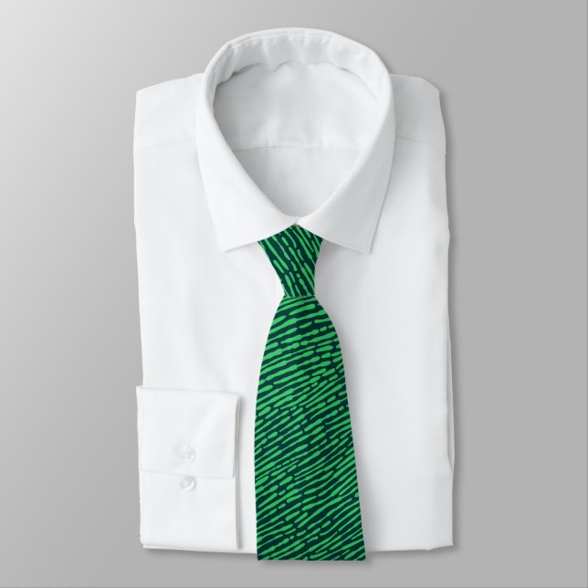 Abstract Pattern 140523 - Dark and Light Green Neck Tie (Tied)