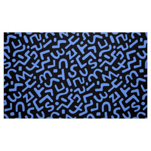 Abstract Pattern 170822 - Baby Blue on Black Fabric