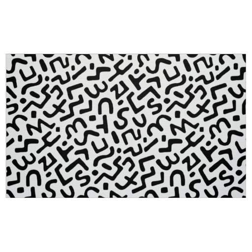 Abstract Pattern 170822 - Black on White Fabric