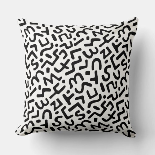 Abstract Pattern 170822 _ Black on White Throw Pillow