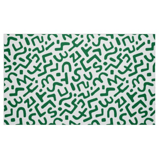 Abstract Pattern 170822 - Forest Green on White Fabric