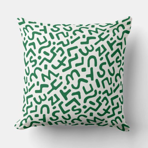 Abstract Pattern 170822 _ Forest Green on White Throw Pillow