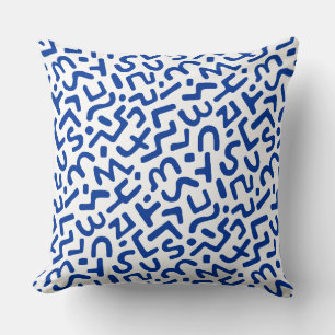 Abstract Pattern 170822 - Navy Blue on White Throw Pillow