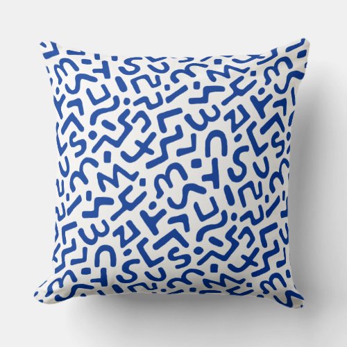 Abstract Pattern 170822 _ Navy Blue on White Throw Pillow