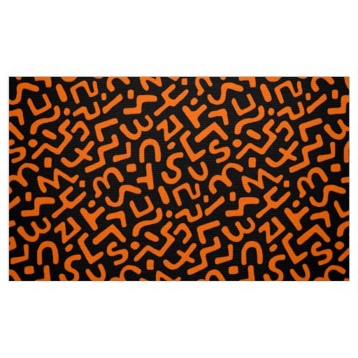 Abstract Pattern 170822 - Orange on Black Fabric
