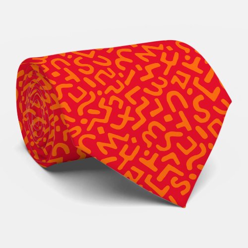 Abstract Pattern 170822 _ Orange on Red Neck Tie