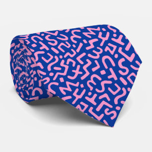 Abstract Pattern 170822 - Pink on Navy Blue Neck Tie