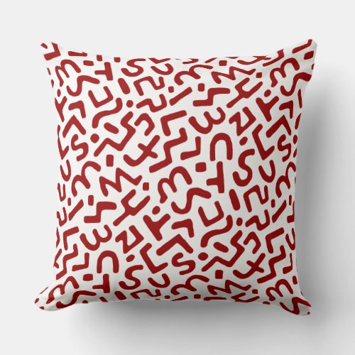 Abstract Pattern 170822 _ Ruby Red on White Throw Pillow