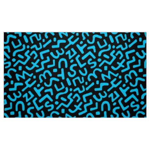 Abstract Pattern 170822 - Sky Blue on Black Fabric