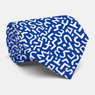 Abstract Pattern 170822 - White on Navy Blue Neck Tie