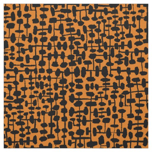Abstract pattern 190621 Black on Orange Fabric