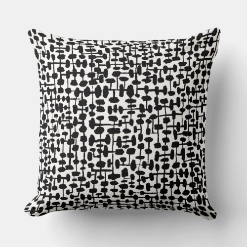 Abstract pattern 190621 Black on White Throw Pillow