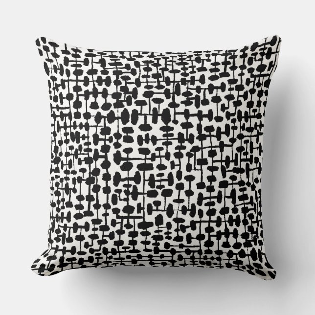 Abstract pattern 190621 Black on White Throw Pillow (Front)