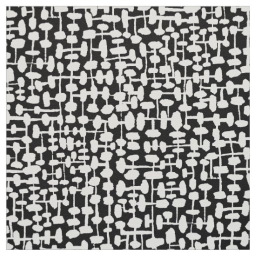 Abstract pattern 190621 White on Black Fabric