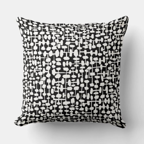 Abstract pattern 190621 White on Black Throw Pillow